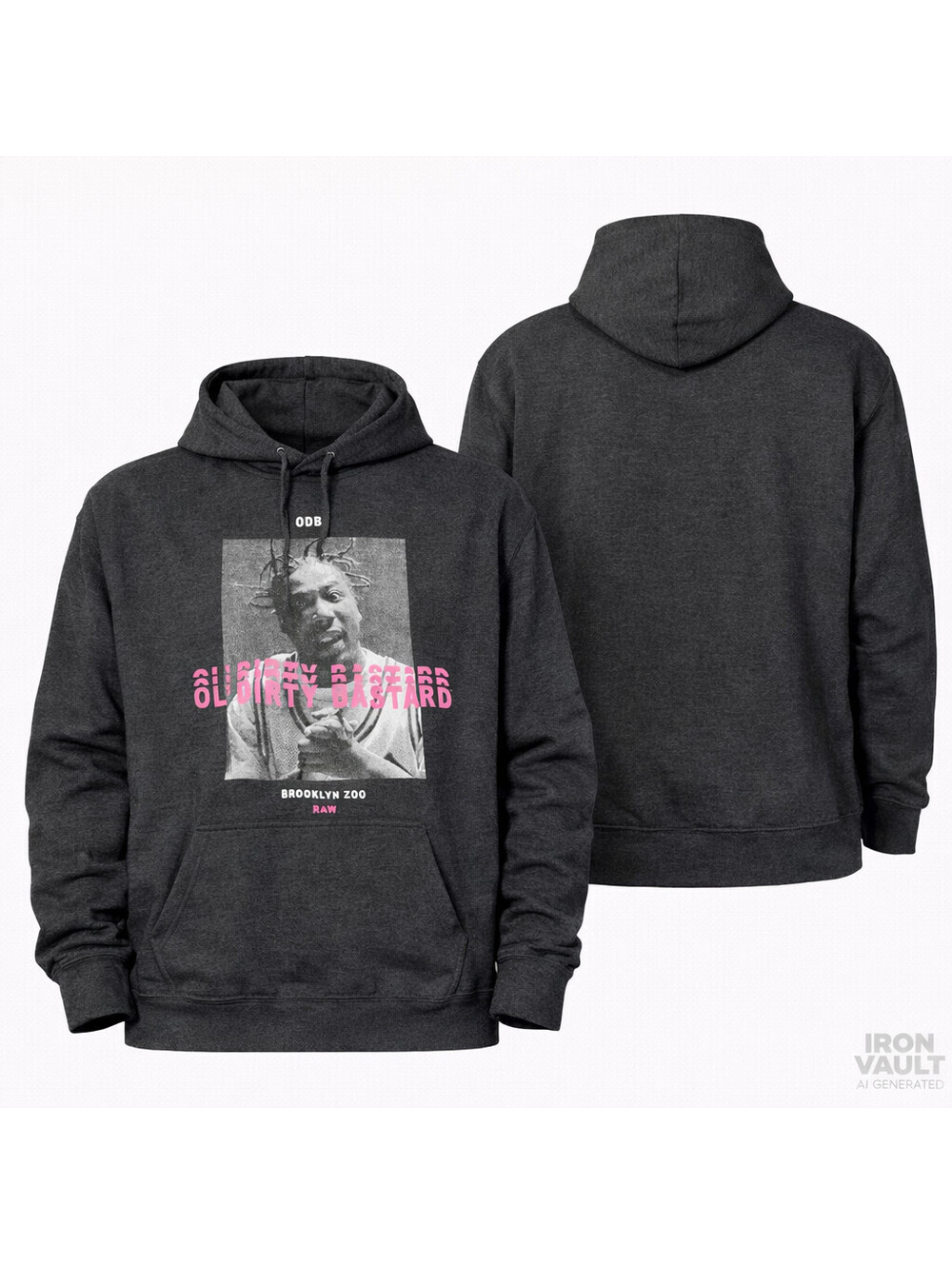 Forever 21 Men's Ol' Dirty Bastard ODB Hoodie Charcoal Pullover M Wu-Tang Clan
